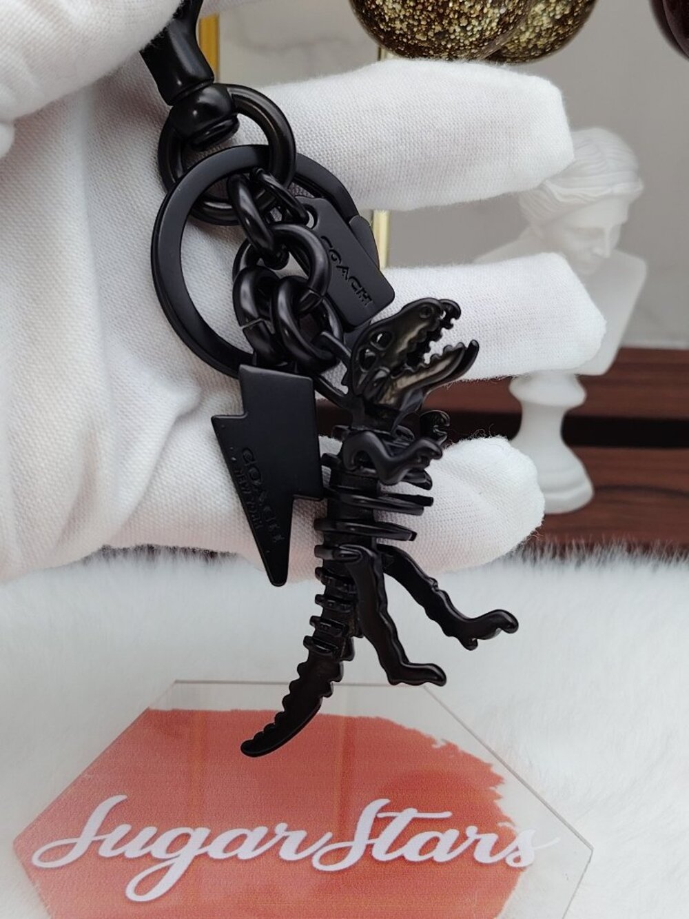Coach Black Rexy Skeleton Bag Charm Keychain Coach Bag Accessories